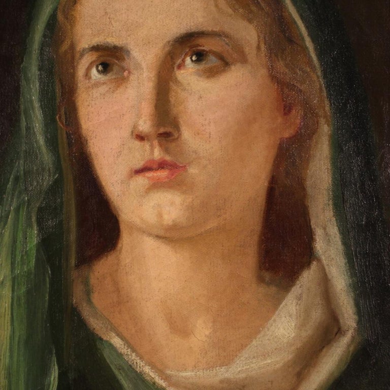 20th Century Oil on Canvas Italian Signed Religious Painting Saint ...