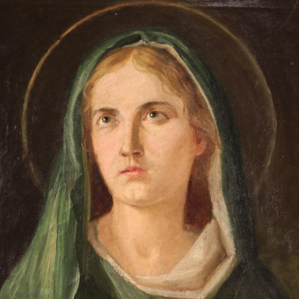 20th Century Oil on Canvas Italian Signed Religious Painting Saint, 1930 4