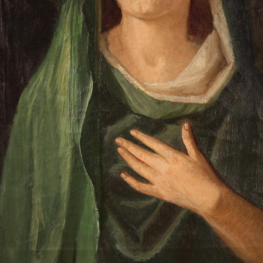 20th Century Oil on Canvas Italian Signed Religious Painting Saint, 1930 5
