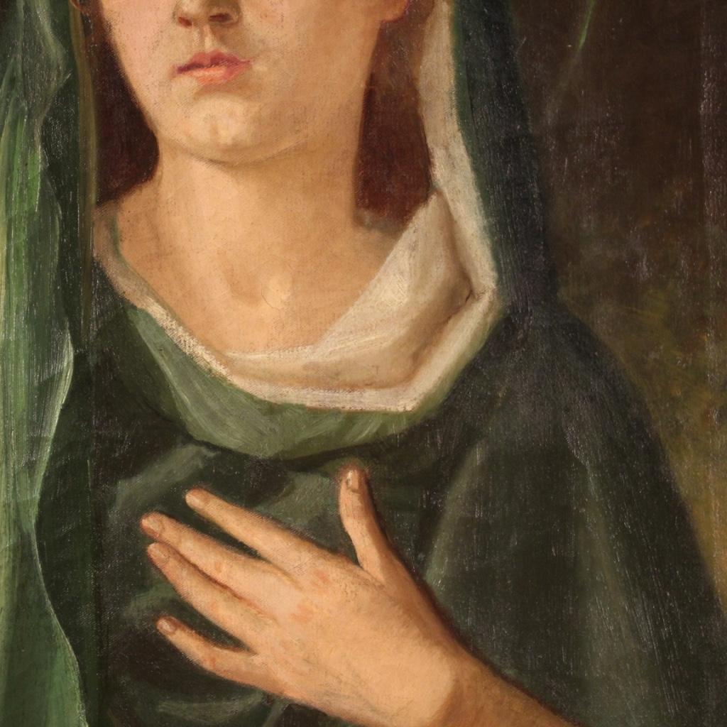 20th Century Oil on Canvas Italian Signed Religious Painting Saint, 1930 6