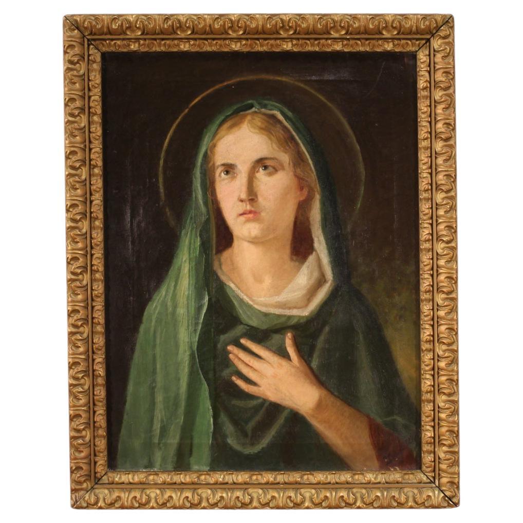 20th Century Oil on Canvas Italian Signed Religious Painting Saint, 1930