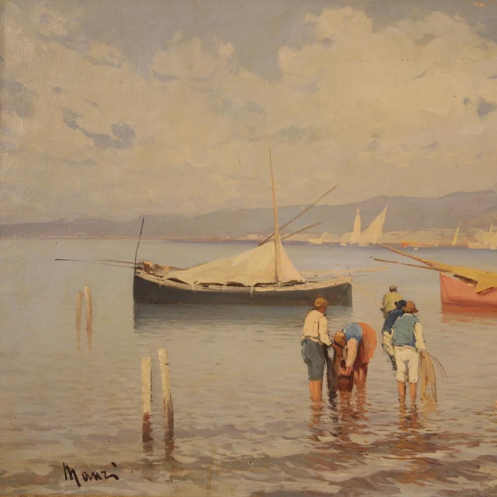 20th Century Oil on Canvas Italian Signed Seascape Painting, 1960 2