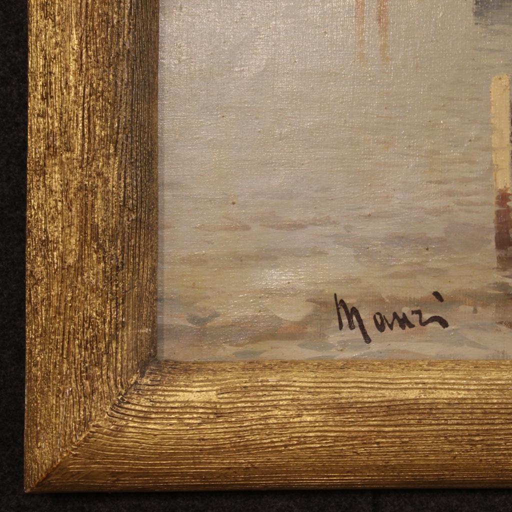 20th Century Oil on Canvas Italian Signed Seascape Painting, 1960 3