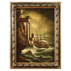 20th Century Oil on Canvas Italian Signed Seascape Painting, 1960