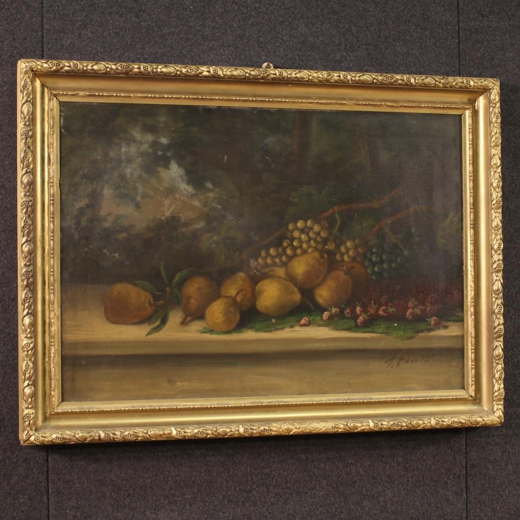 20th Century Oil on Canvas Italian Signed Still Life Painting, 1930 In Fair Condition For Sale In Vicoforte, Piedmont