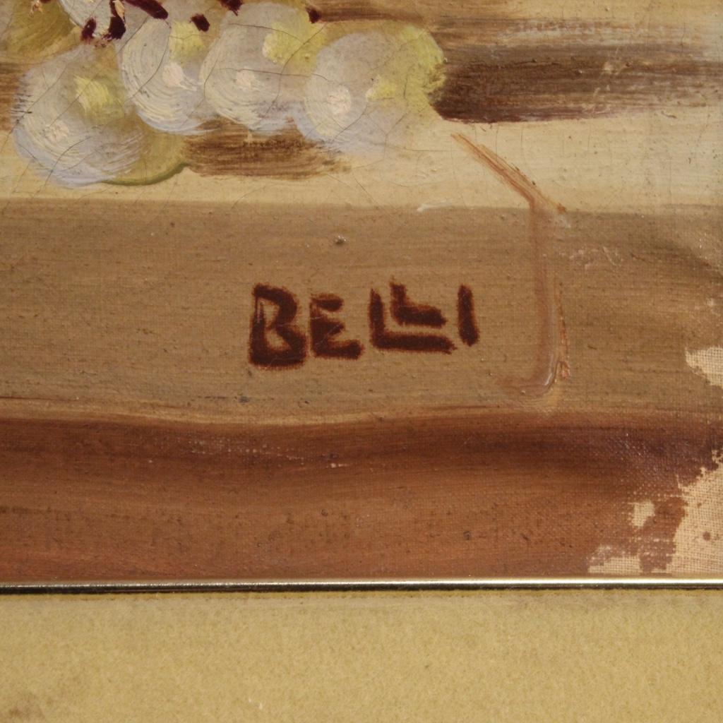 Peinture à l'huile sur toile italienne du 20ème siècle, nature morte signée, 1970 Bon état - En vente à Vicoforte, Piedmont