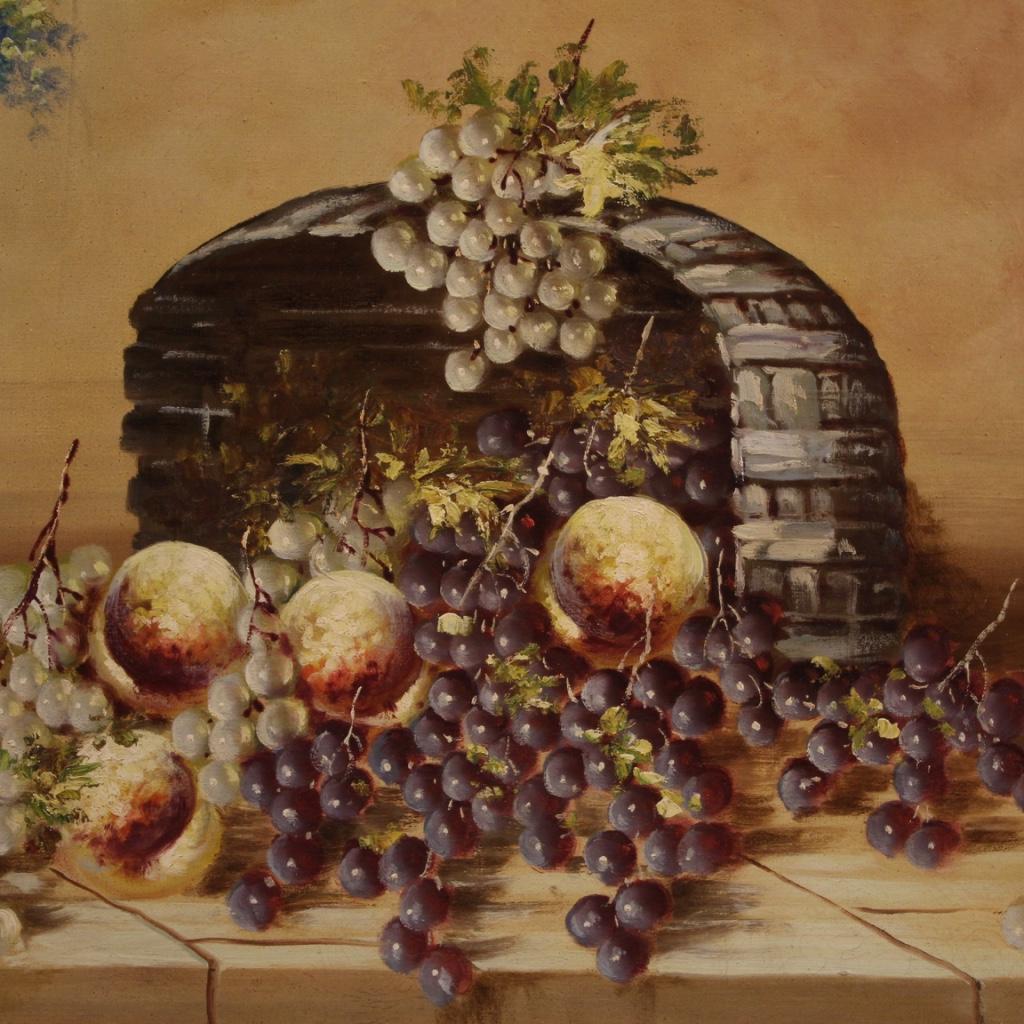 Peinture à l'huile sur toile italienne du 20ème siècle, nature morte signée, 1970 en vente 1