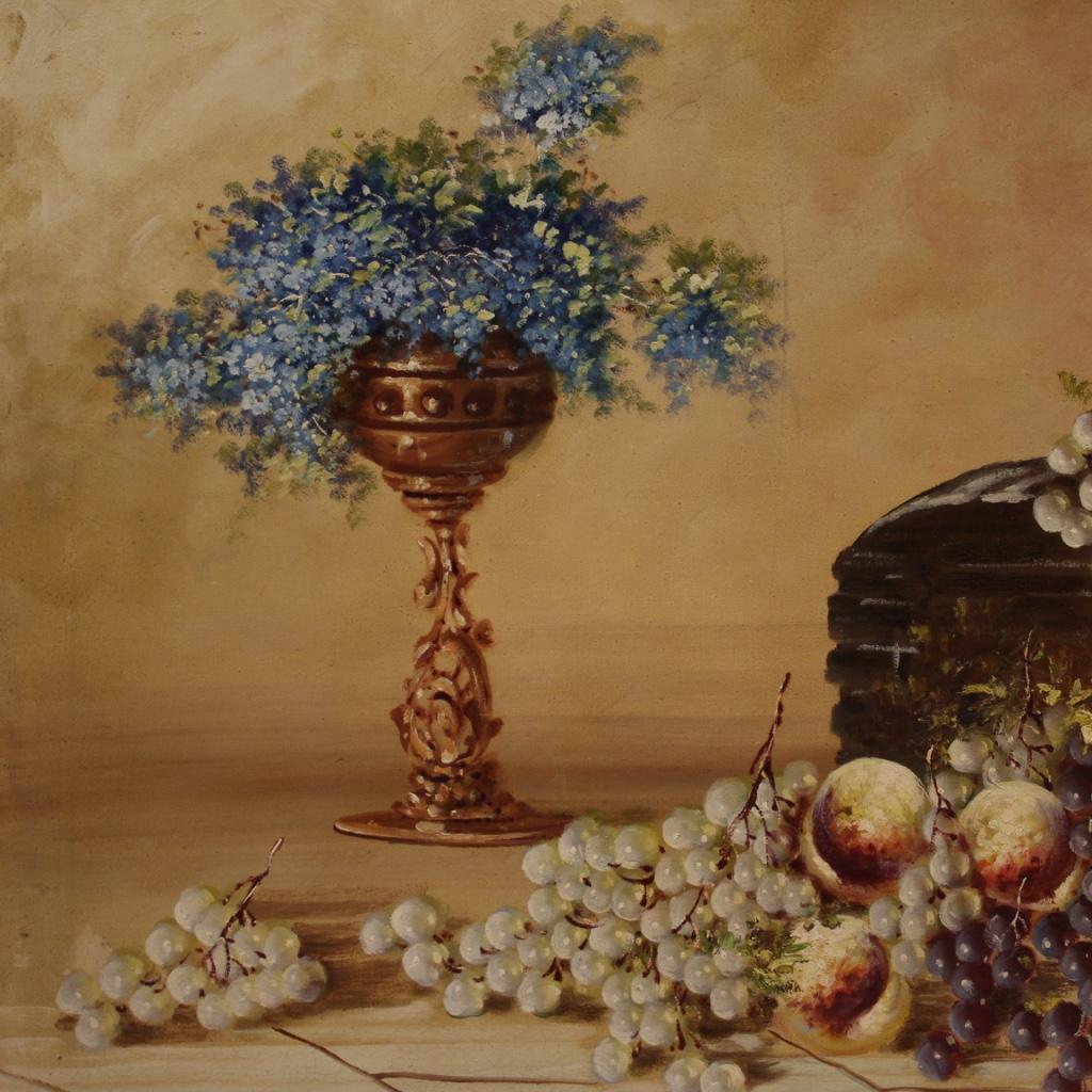 20th Century Oil on Canvas Italian Signed Still Life Painting Flowers, 1970s For Sale 10