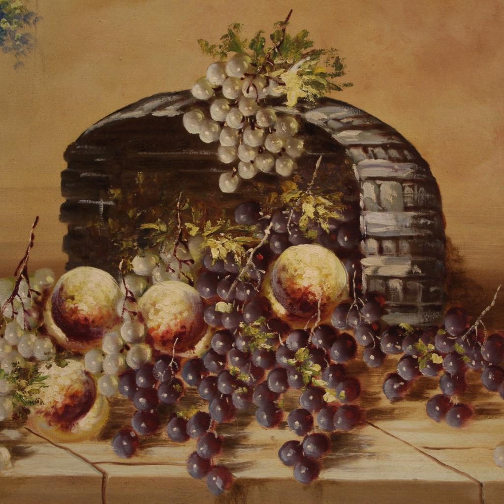 20th Century Oil on Canvas Italian Signed Still Life Painting Flowers, 1970s For Sale 4