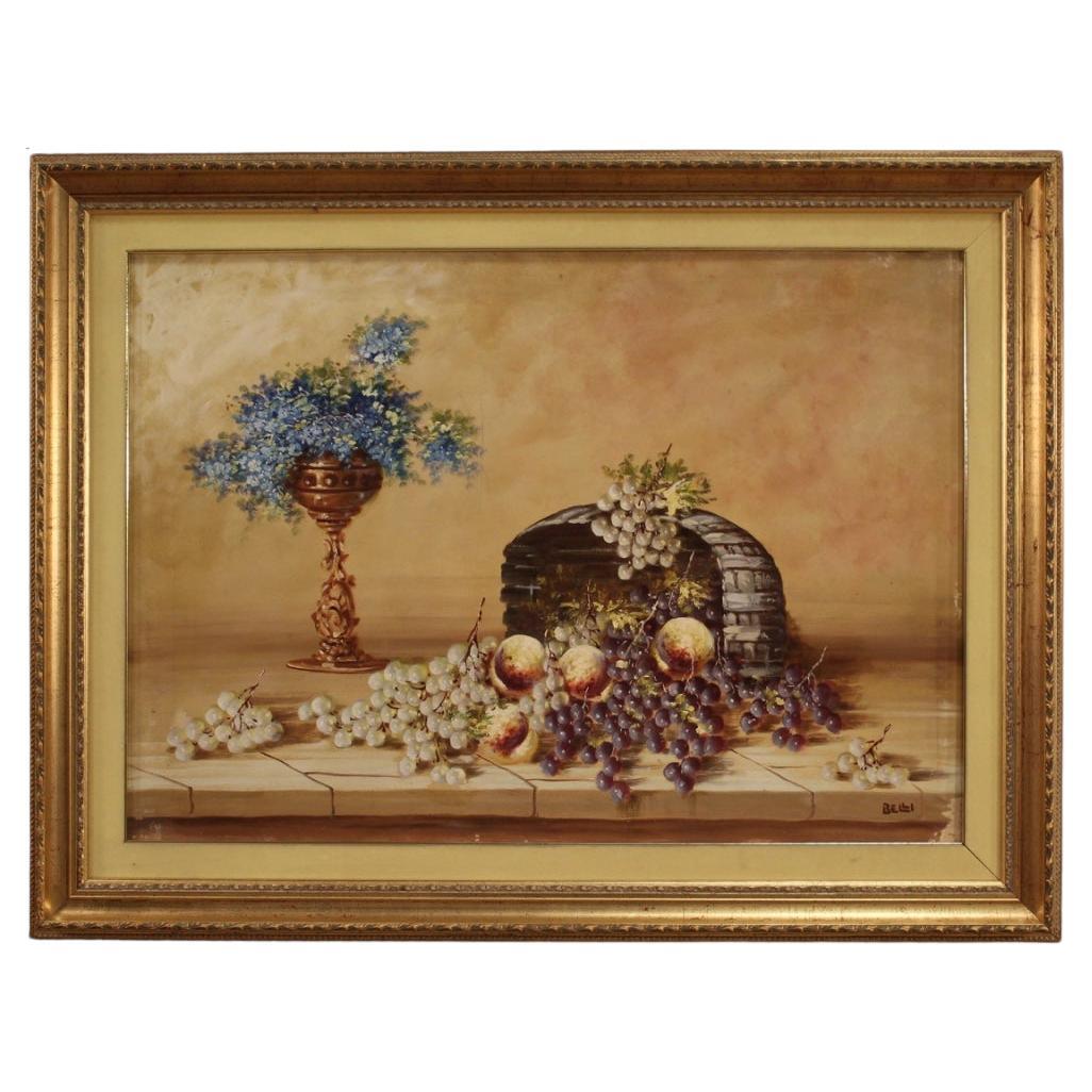 20th Century Oil on Canvas Italian Signed Still Life Painting Flowers, 1970