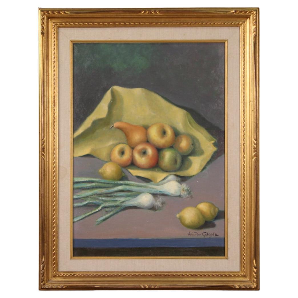 20th Century Oil on Canvas Italian Signed Still Life With Fruit Painting, 1940