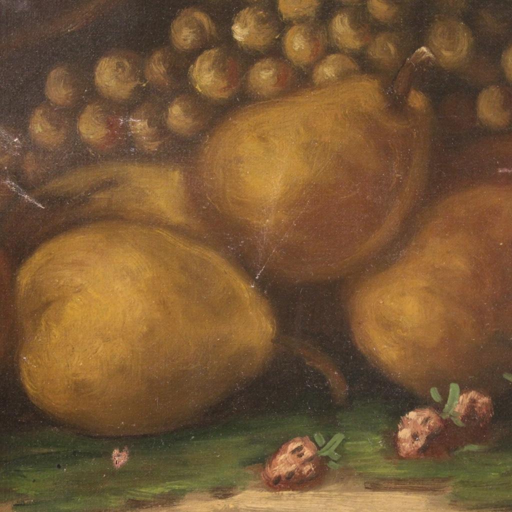 20th Century Oil on Canvas Italian Signed Still with Fruit Life Painting, 1930s 5