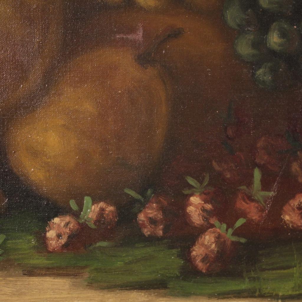 20th Century Oil on Canvas Italian Signed Still with Fruit Life Painting, 1930s 6
