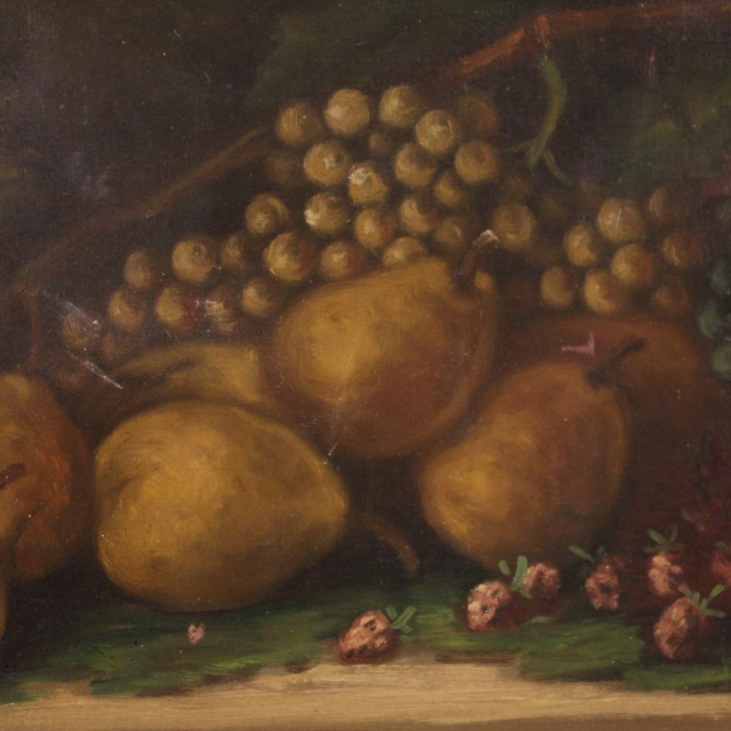 20th Century Oil on Canvas Italian Signed Still with Fruit Life Painting, 1930s 9