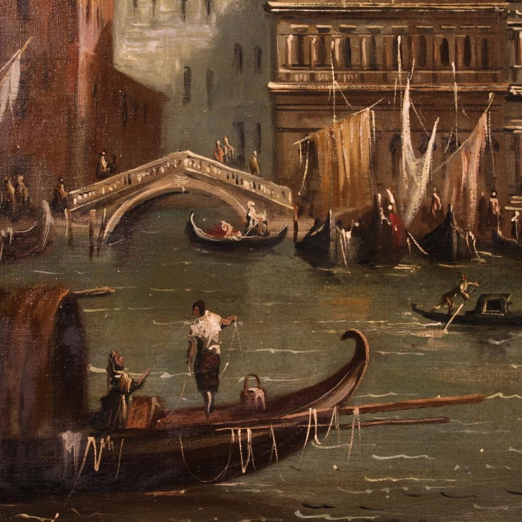 20th Century Oil on Canvas Italian Signed Venice View Painting, 1930 7