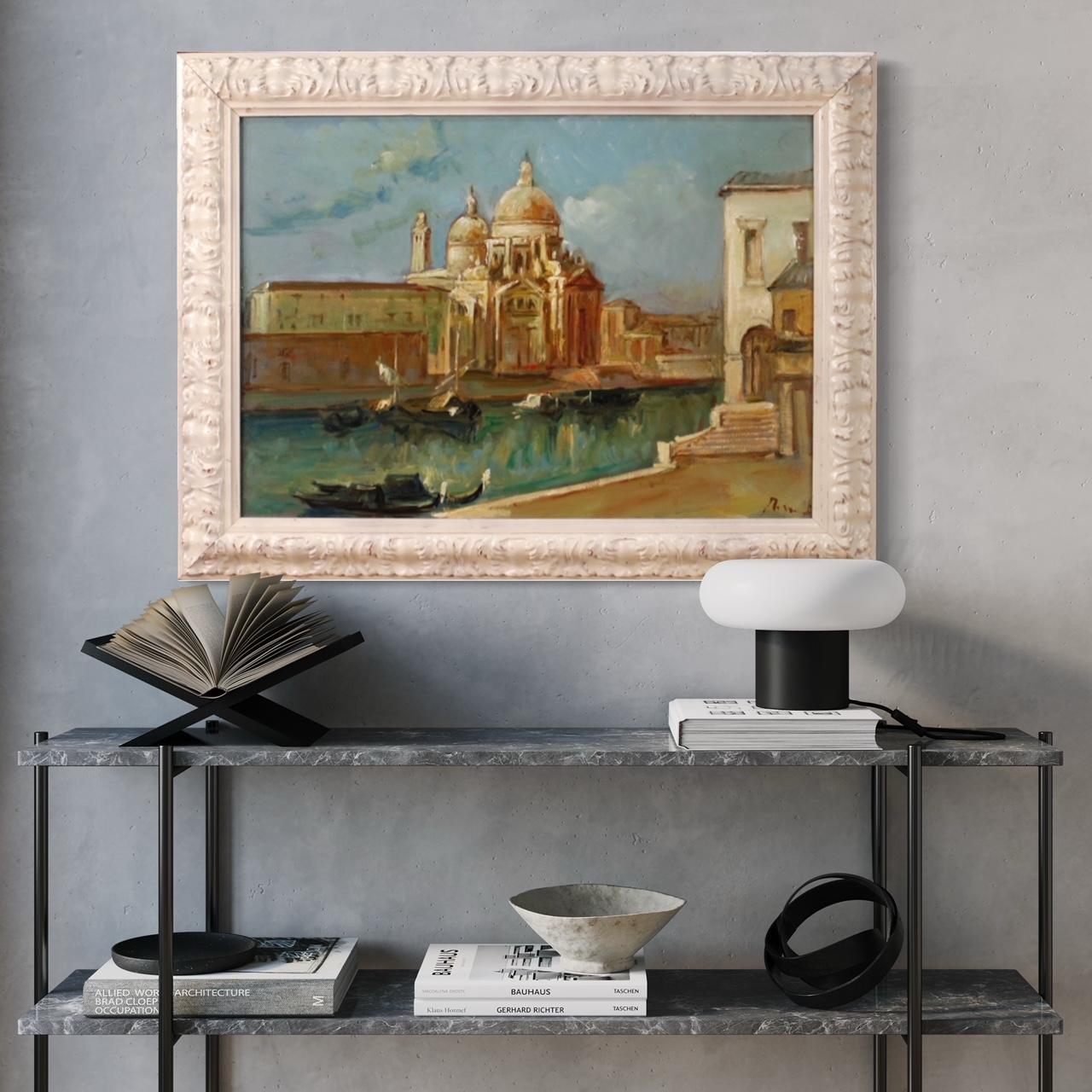 20th Century Oil on Canvas Italian Signed Venice View Painting, 1960 10