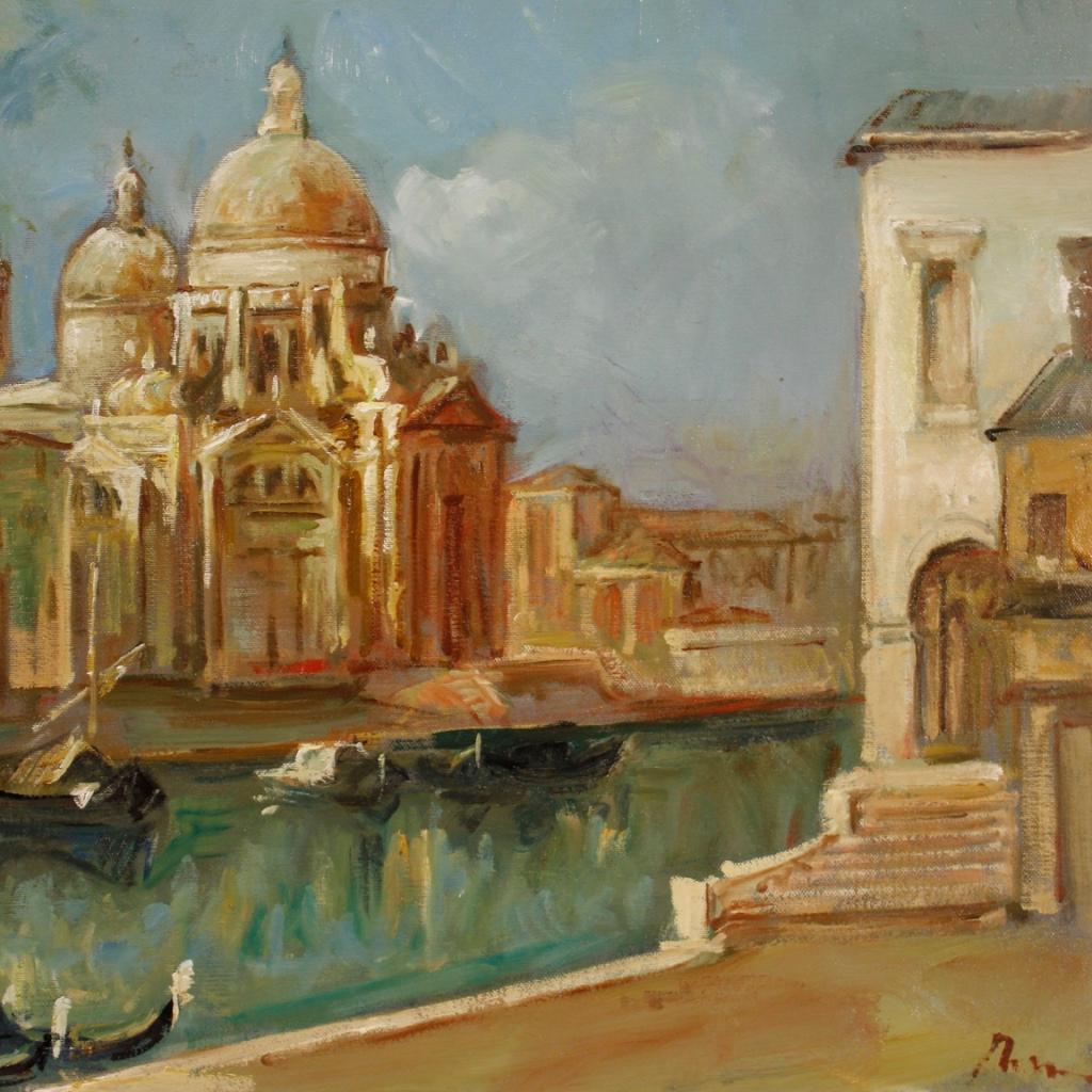 20th Century Oil on Canvas Italian Signed Venice View Painting, 1960 In Good Condition In Vicoforte, Piedmont