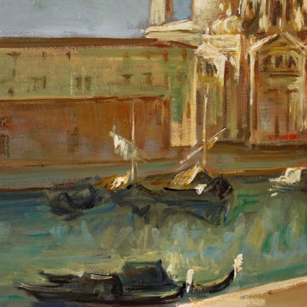 20th Century Oil on Canvas Italian Signed Venice View Painting, 1960 2