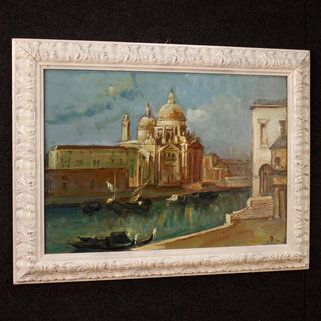 20th Century Oil on Canvas Italian Signed Venice View Painting, 1960 5