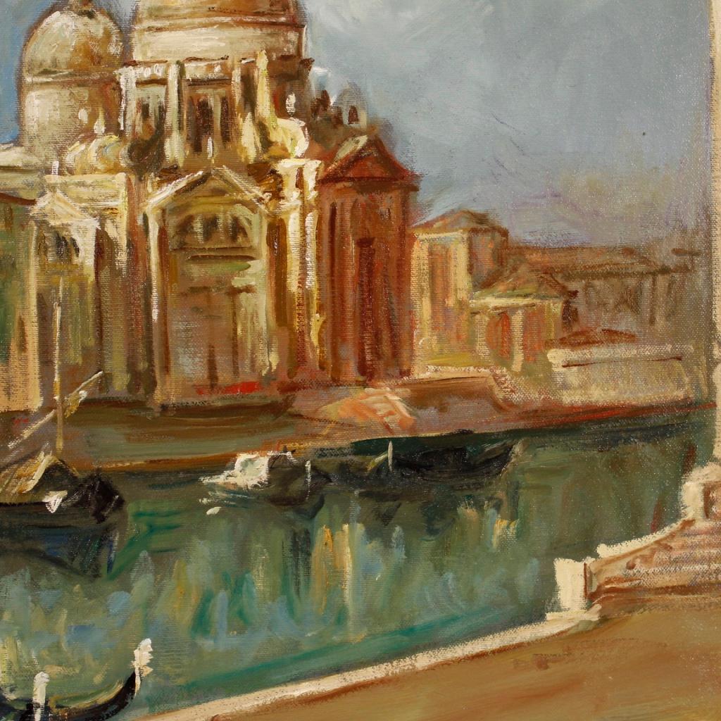 20th Century Oil on Canvas Italian Signed Venice View Painting, 1960 6
