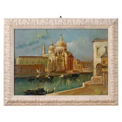 20th Century Oil on Canvas Italian Signed Venice View Painting, 1960