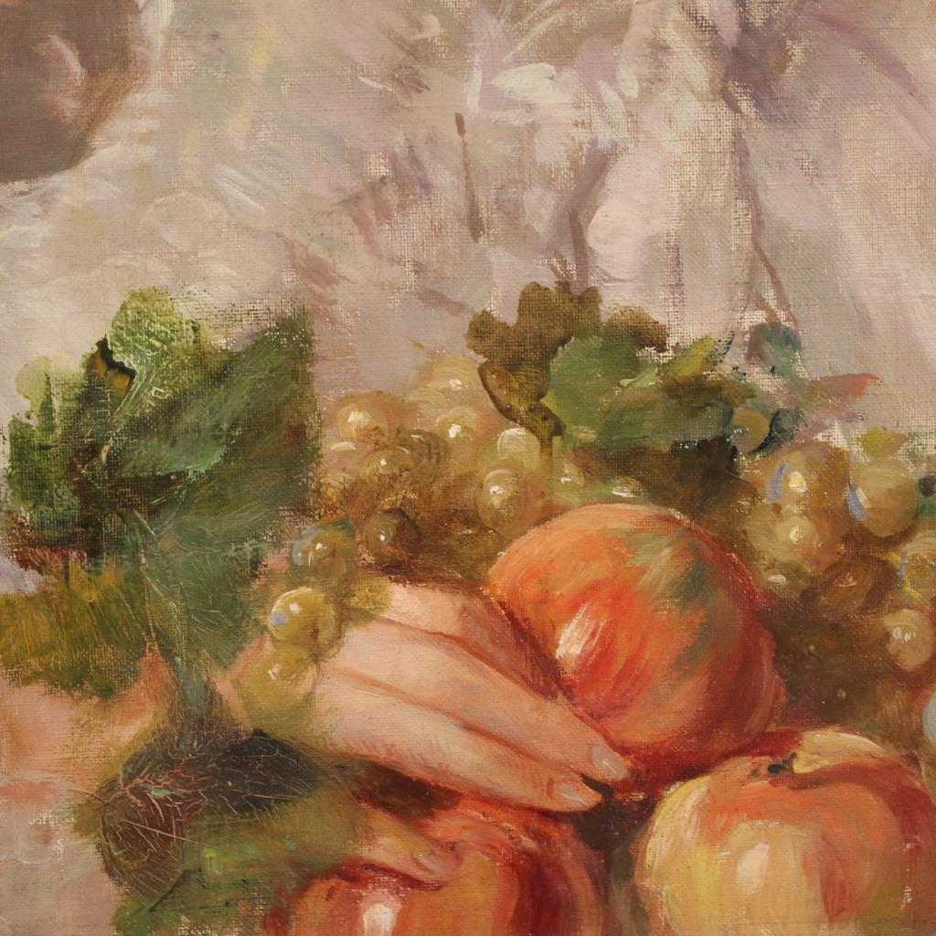Olio su tela del XX secolo - Ritratto di ragazza firmato in Italia, 1920 in vendita 5