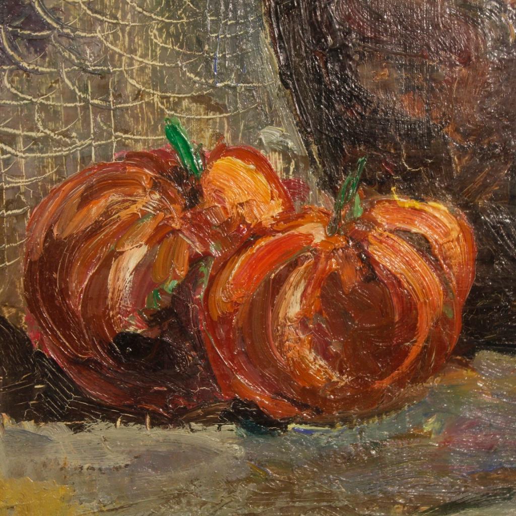 20th Century Oil on Canvas Italian Still Life Impressionist Style Painting, 1970 In Good Condition For Sale In Vicoforte, Piedmont