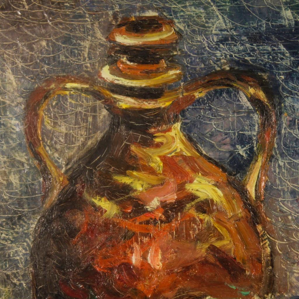 20th Century Oil on Canvas Italian Still Life Impressionist Style Painting, 1970 For Sale 2