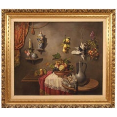 Vintage 20th Century Oil on Canvas Italian Still Life Painting, 1950