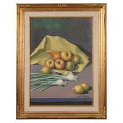 20e siècle Huile sur toile Nature morte italienne signée Valentino Ghiglia
