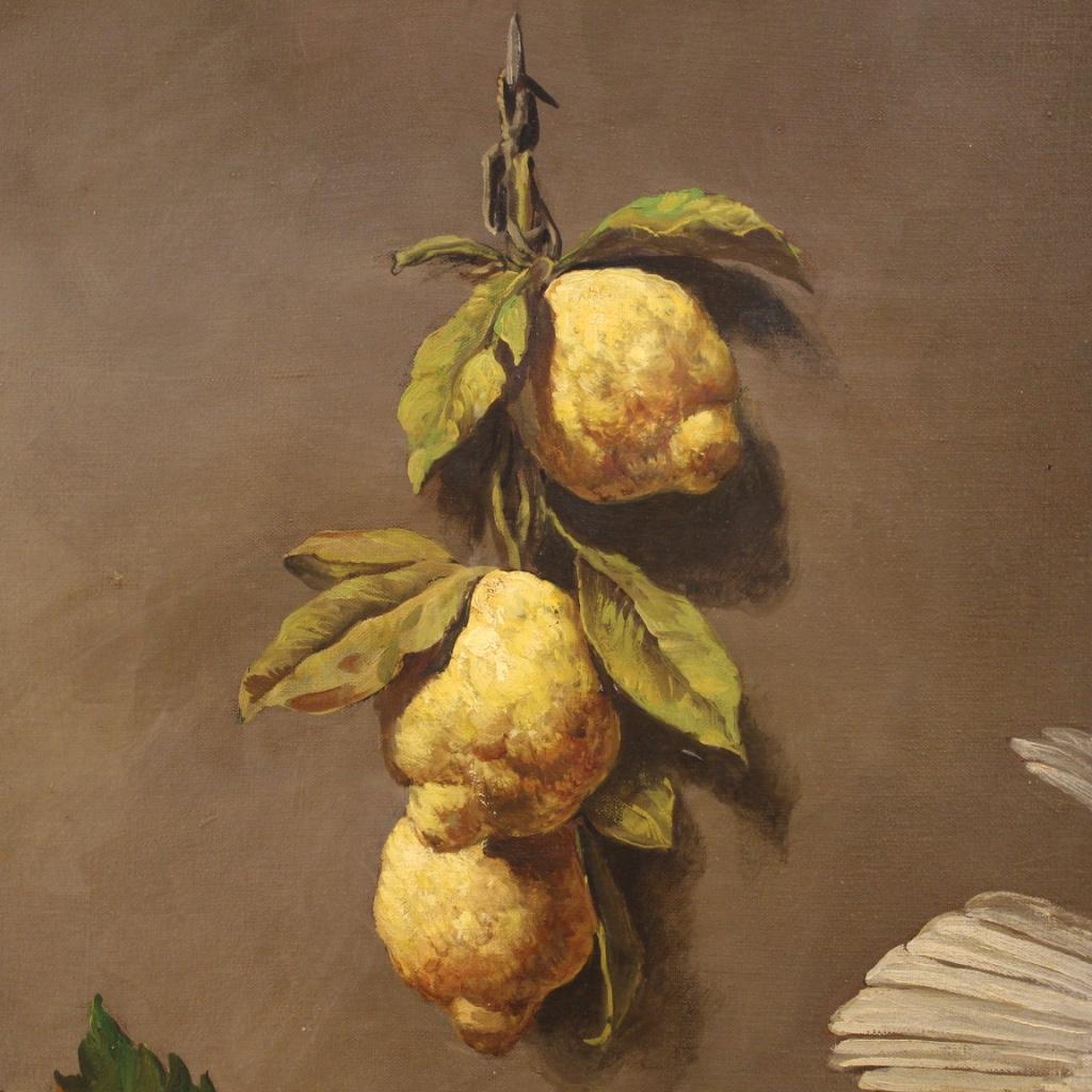20th Century Oil on Canvas Italian Still Life Painting Trompe l'Oeil, 1950s For Sale 9