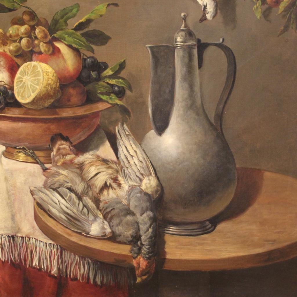 20th Century Oil on Canvas Italian Still Life Painting Trompe l'Oeil, 1950s For Sale 10