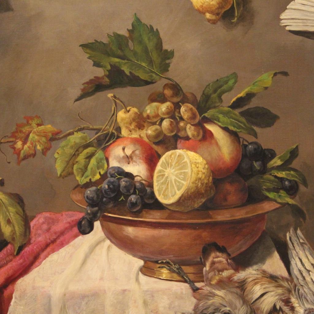 20th Century Oil on Canvas Italian Still Life Painting Trompe l'Oeil, 1950s For Sale 4