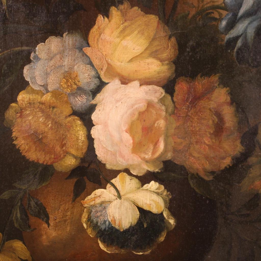 20th Century Oil on Canvas Italian Still Life Painting Vase with Flowers, 1980 2