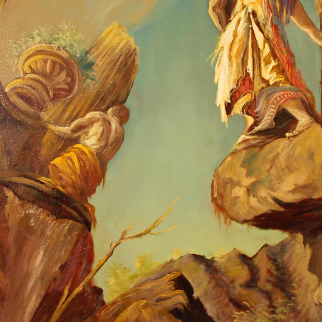 20th Century Oil on Canvas Italian Trompe L'Œil Mythological Painting, 1940 3