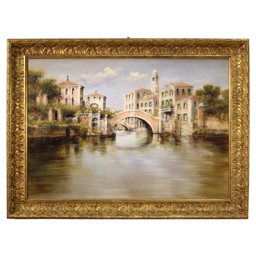 20th Century Oil on Canvas Italian Venice View Landscape Signed Painting, 1970