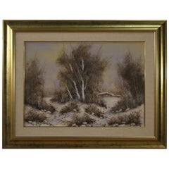 20th Century Oil on Canvas Italian Signed Winter Landscape Painting, 1970