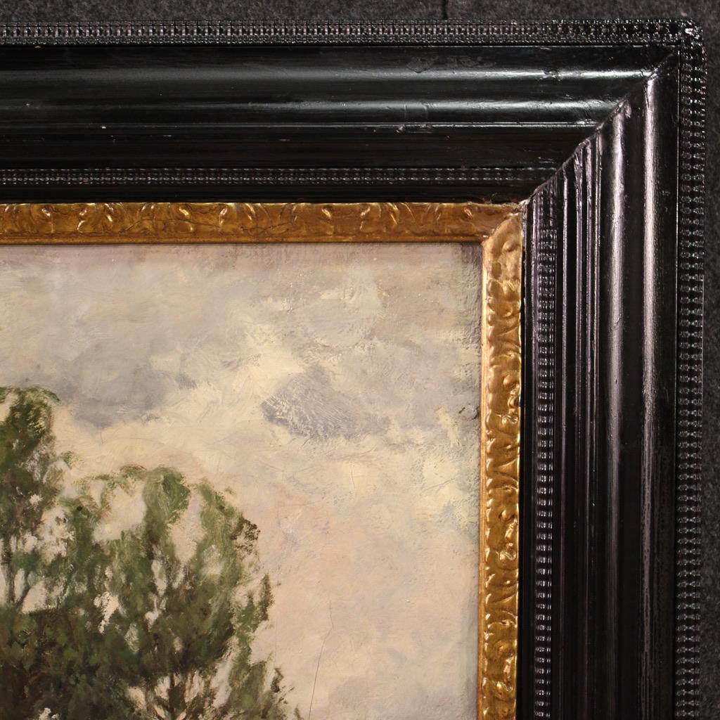 siglo XX Óleo sobre lienzo Pintura de paisaje Firmado Hoven Fechado 1918 en venta 4