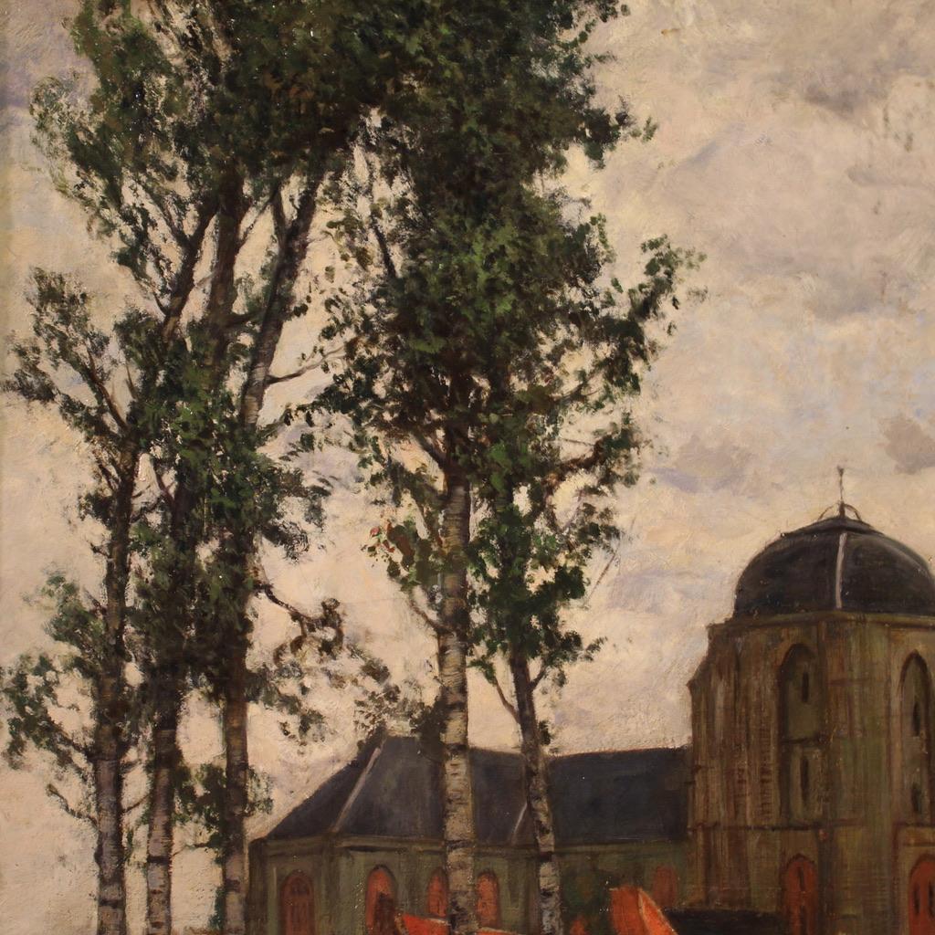 siglo XX Óleo sobre lienzo Pintura de paisaje Firmado Hoven Fechado 1918 en venta 7