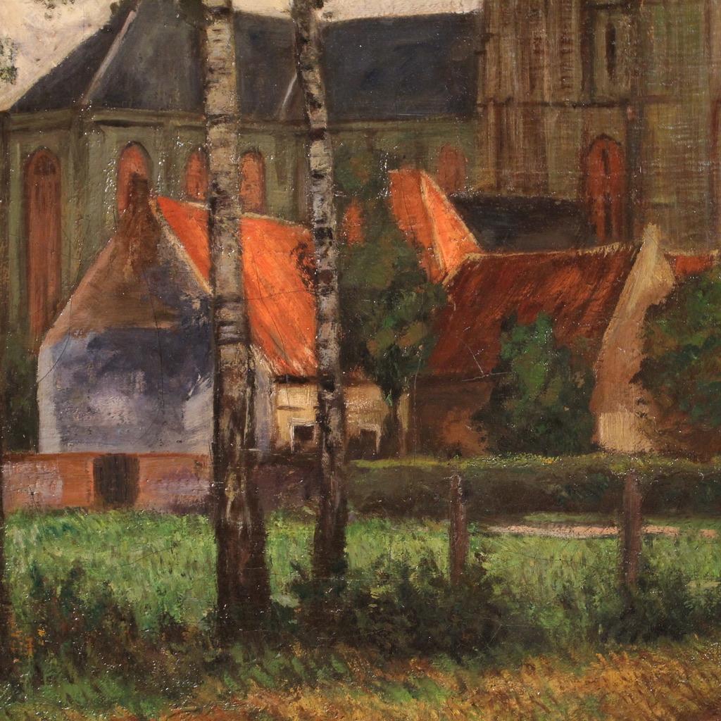 siglo XX Óleo sobre lienzo Pintura de paisaje Firmado Hoven Fechado 1918 en venta 2