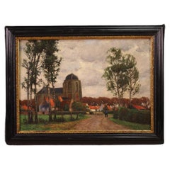 20th Century Oil on Canvas Landscape Painting Signed Hoven Dated 1918