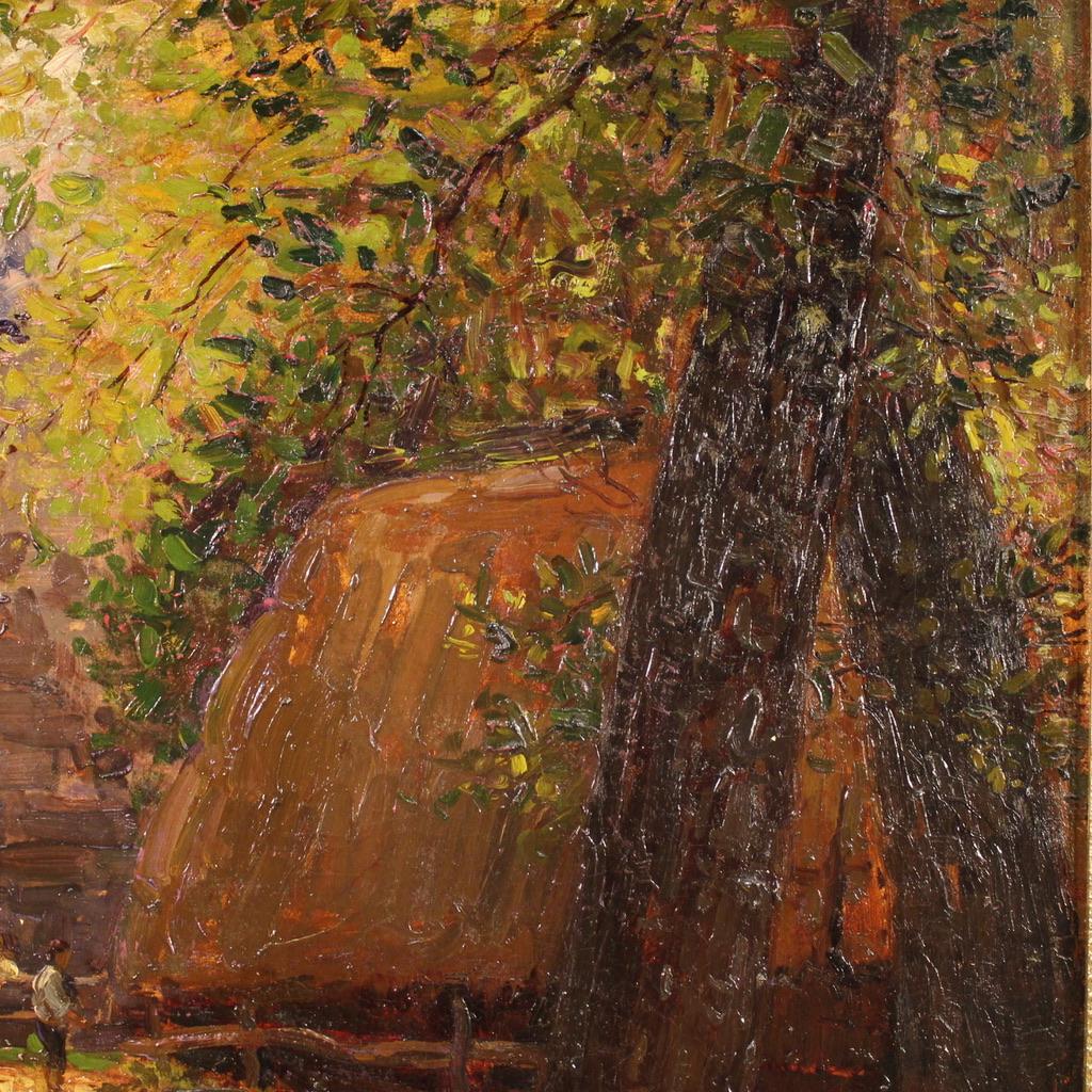 20. Jahrhundert Öl auf Leinwand Landschaft mit Figuren signiert Morteo Gemälde, 1920er Jahre im Angebot 6