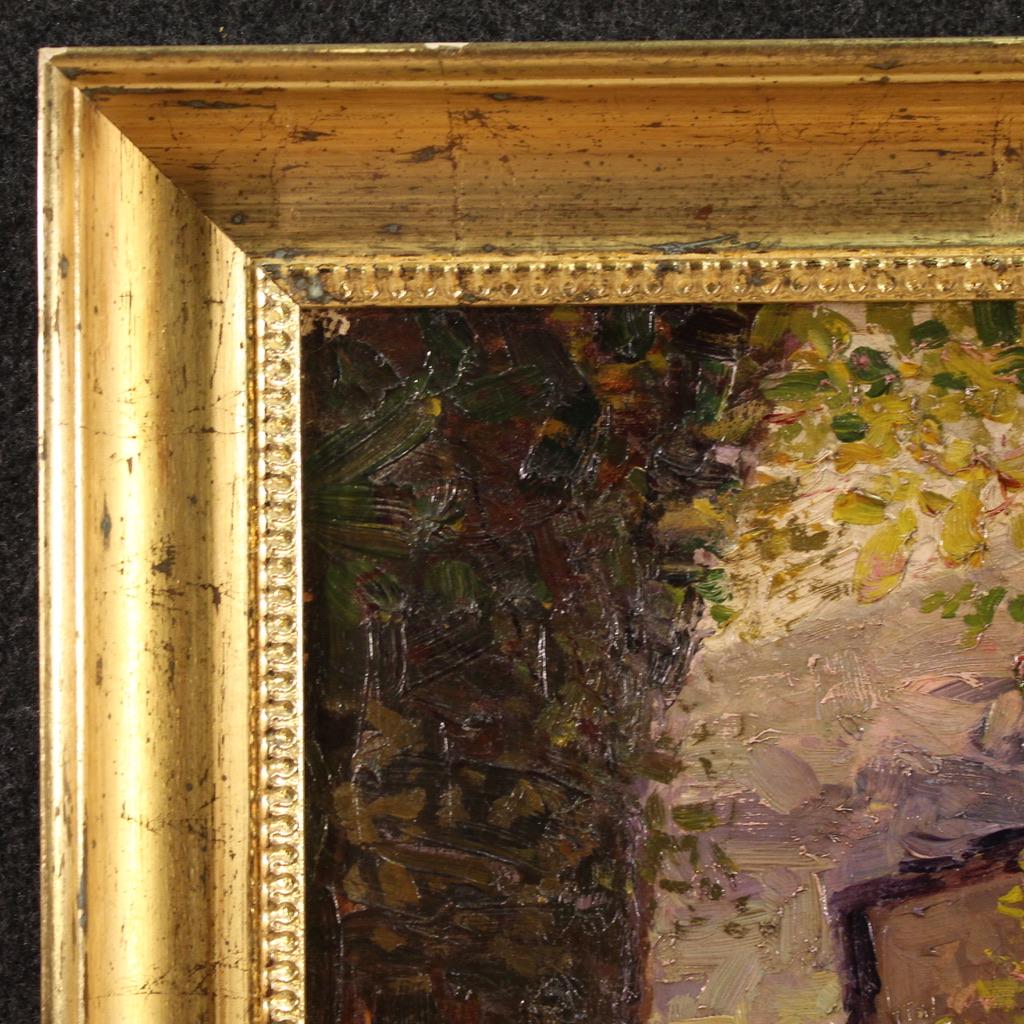 20. Jahrhundert Öl auf Leinwand Landschaft mit Figuren signiert Morteo Gemälde, 1920er Jahre im Angebot 2