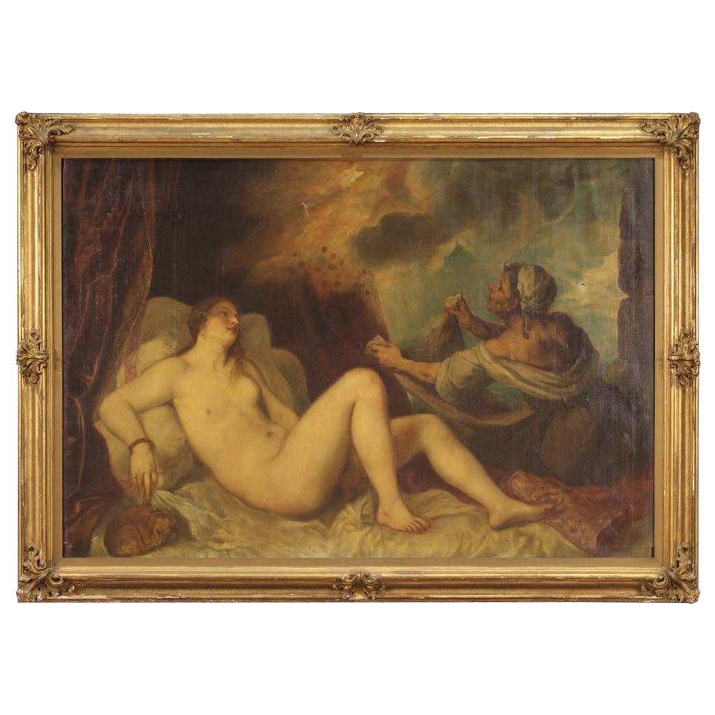 20th Century Oil on Canvas Mythological Italian Painting Danae, 1920