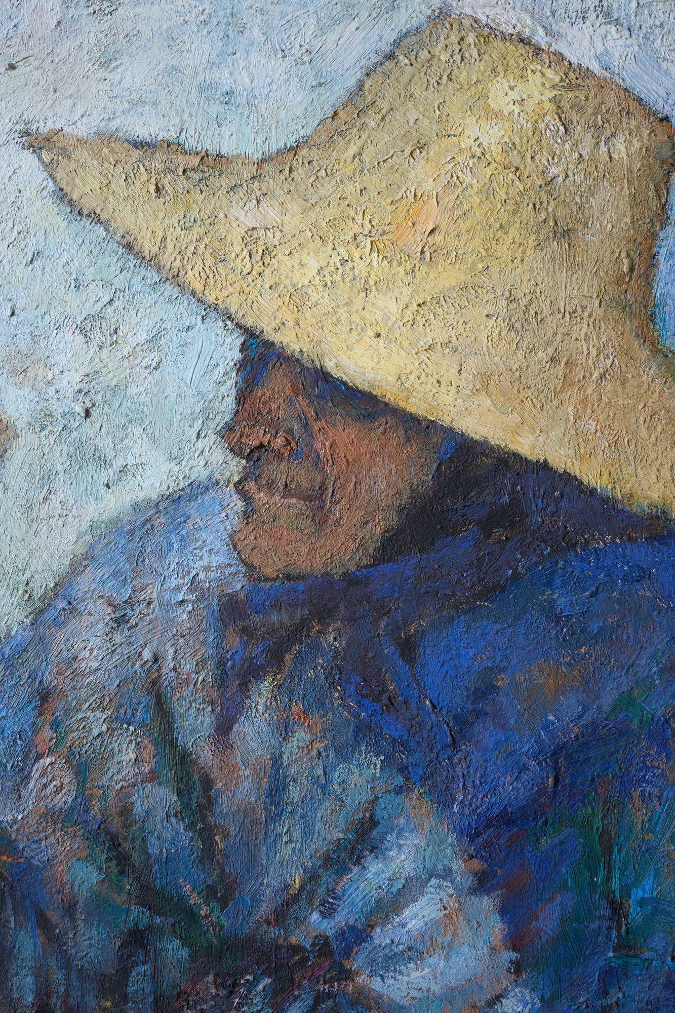 20th Century Oil On Canvas Of A Lady Selling Eggs- M Sancho For Sale 2