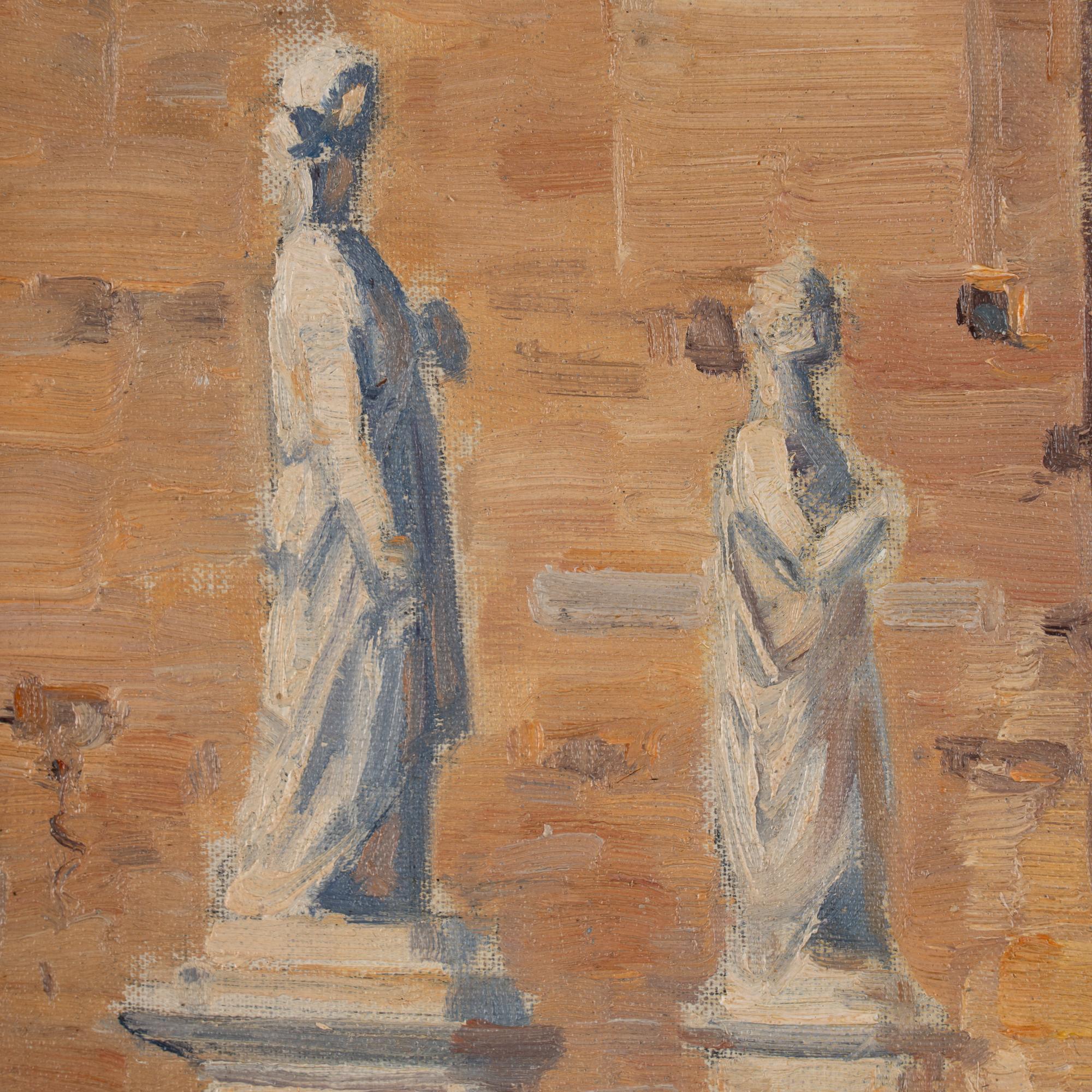 20ième siècle Huile sur toile du 20e siècle représentant une rue près de Venise, signée Gyde Petersen en vente