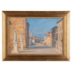 20th Century Oil on Canvas Painting of a Street near Venice signed Gyde Petersen