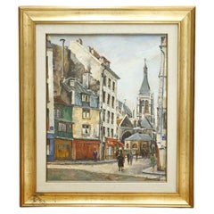 20th Century Oil on Canvas Paris Street Scene
