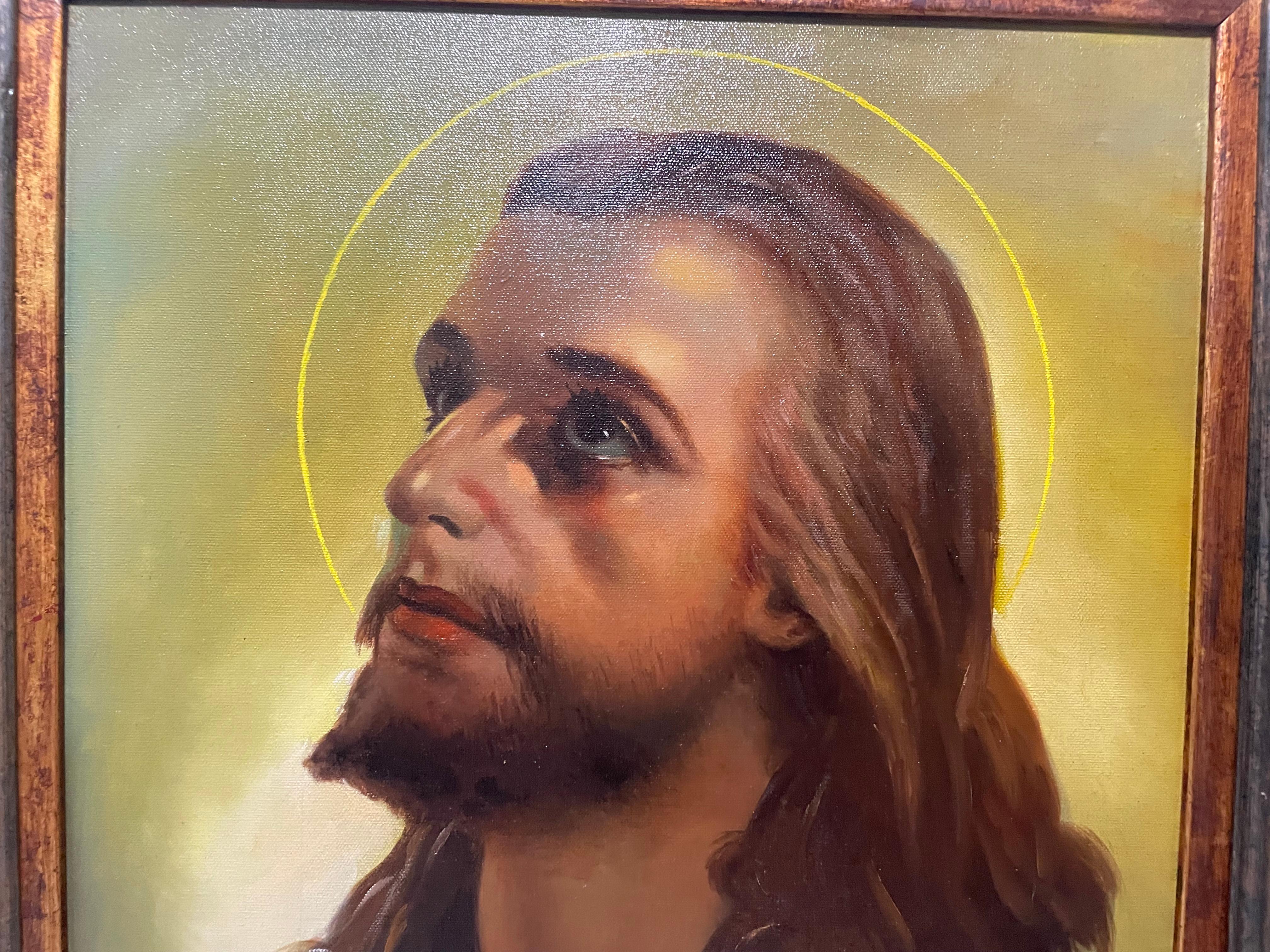 Neorinascimentale Ritratto di Gesù Cristo su tela del 20° secolo in vendita