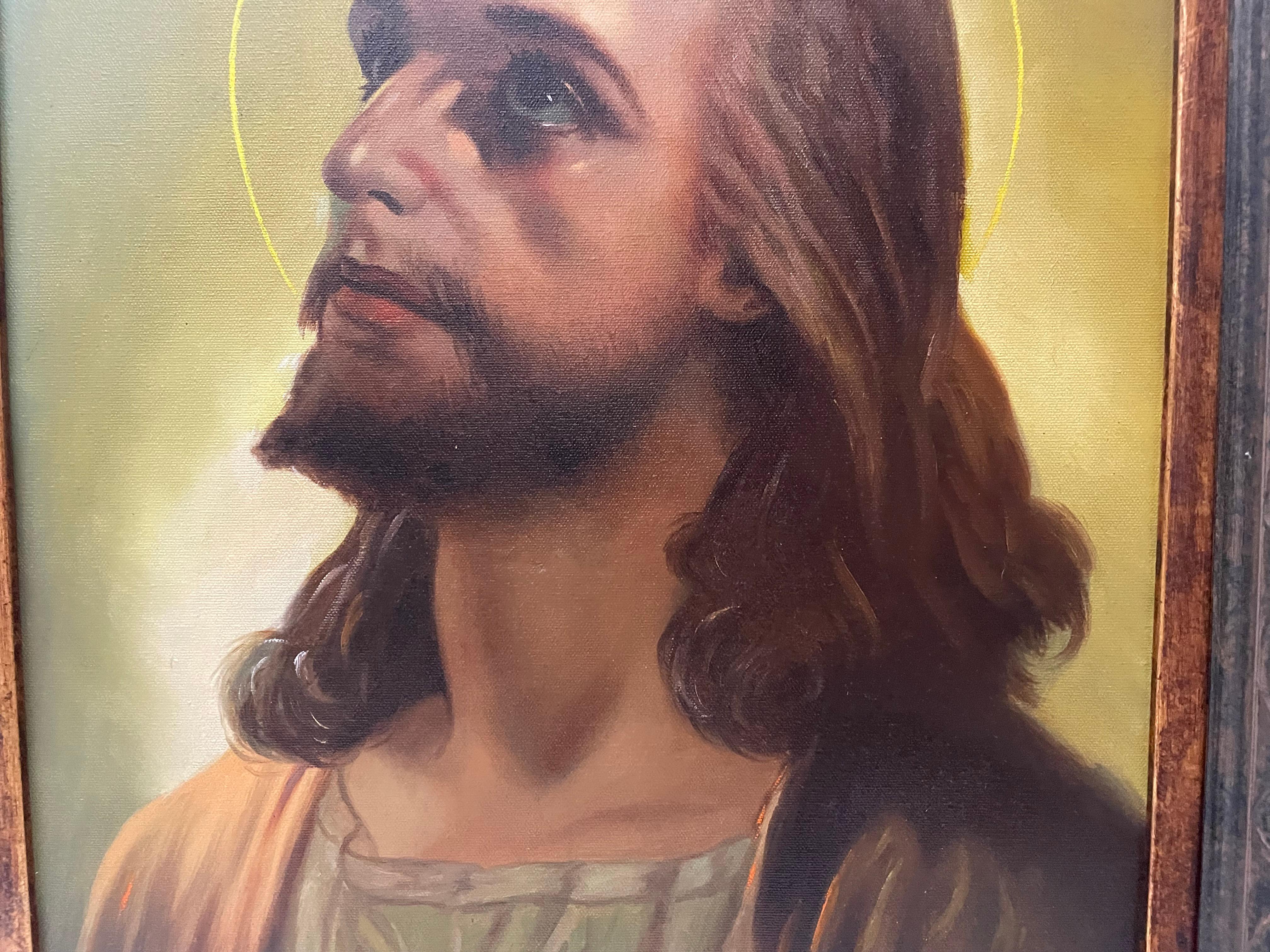 Americano Ritratto di Gesù Cristo su tela del 20° secolo in vendita